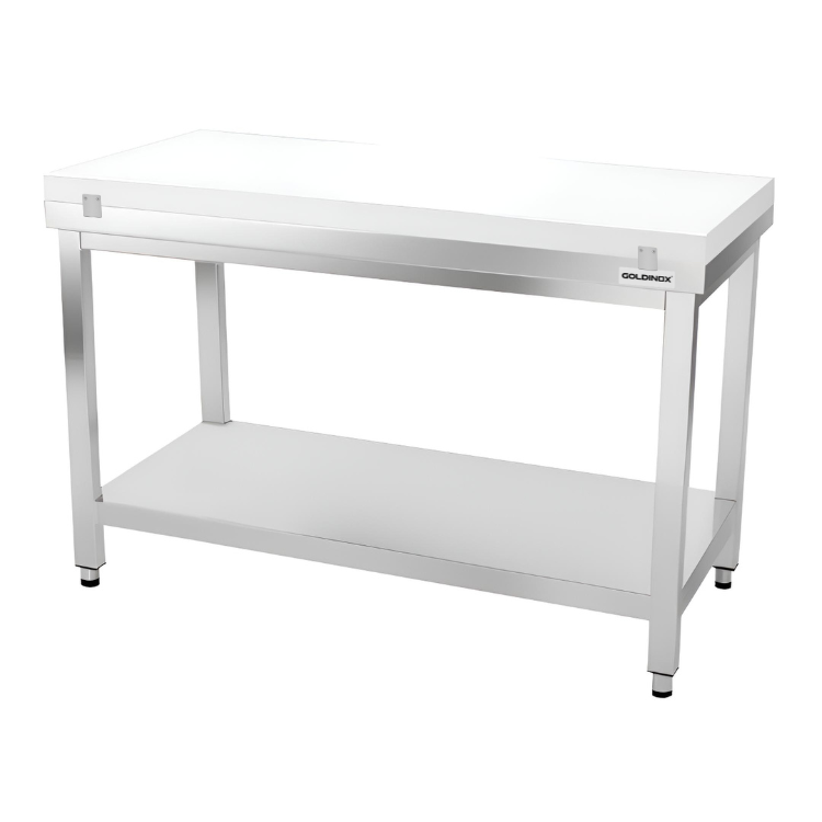 Table de travail en inox 1500x600 mm avec plaque de découpe blanche PREMIUM - GOLDINOX