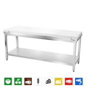 Table de travail en inox 2000x600 mm avec plaque de découpe blanche PREMIUM - GOLDINOX