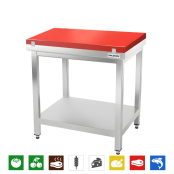 Table de travail en inox 800x700 mm avec plaque de découpe rouge PREMIUM - GOLDINOX