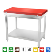 Table de travail en inox 1000x700 mm avec plaque de découpe rouge PREMIUM - GOLDINOX