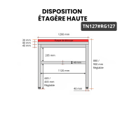 Table de travail en inox 1200x700 mm avec plaque de découpe rouge PREMIUM - GOLDINOX