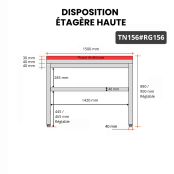 Table de travail en inox 1500x600 mm avec plaque de découpe rouge PREMIUM - GOLDINOX