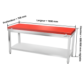 Table de travail en inox 1800x700 mm avec plaque de découpe rouge PREMIUM - GOLDINOX