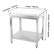 Table de travail en inox 800x700 mm avec plaque de découpe blanche PREMIUM - GOLDINOX