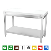Table de travail en inox 1400x700 mm avec plaque de découpe blanche PREMIUM - GOLDINOX