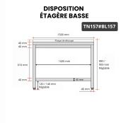 Table de travail en inox 1500x700 mm avec plaque de découpe blanche PREMIUM - GOLDINOX