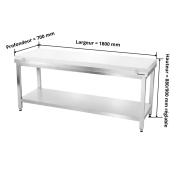 Table de travail en inox 1800x700 mm avec plaque de découpe blanche PREMIUM - GOLDINOX