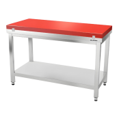Table de travail en inox 1500x800 mm avec plaque de découpe rouge PREMIUM - GOLDINOX