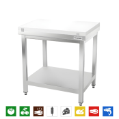 Table de travail en inox 800x800 mm avec plaque de découpe blanche PREMIUM - GOLDINOX