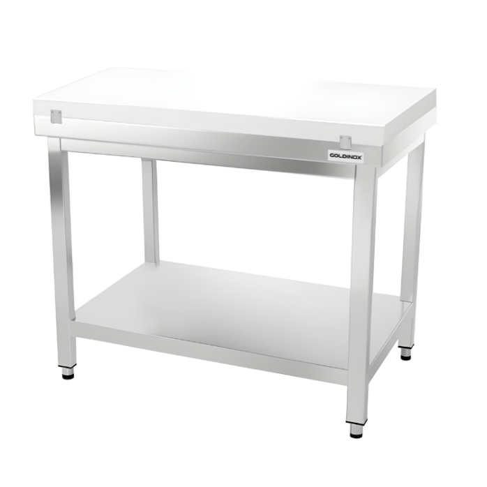 Table de travail en inox 1000x800 mm avec plaque de découpe blanche PREMIUM - GOLDINOX