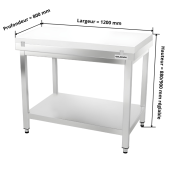 Table de travail en inox 1200x800 mm avec plaque de découpe blanche PREMIUM - GOLDINOX