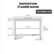 Table de travail en inox 1500x800 mm avec plaque de découpe blanche PREMIUM - GOLDINOX