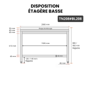 Table de travail en inox 2000x800 mm avec plaque de découpe blanche PREMIUM - GOLDINOX