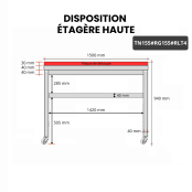 Table de travail en inox 1500x500 mm avec plaque de découpe rouge sur roulettes PREMIUM - GOLDINOX