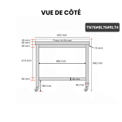 Table de travail en inox 700x600 mm avec plaque de découpe blanche sur roulettes PREMIUM - GOLDINOX