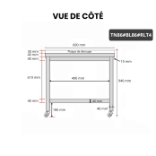 Table de travail en inox 800x600 mm avec plaque de découpe blanche sur roulettes PREMIUM - GOLDINOX