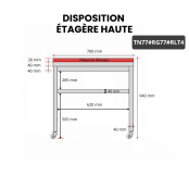 Table de travail en inox 700x700 mm avec plaque de découpe rouge sur roulettes PREMIUM - GOLDINOX