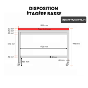 Table de travail en inox 1800x700 mm avec plaque de découpe rouge sur roulettes PREMIUM - GOLDINOX