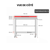 Table de travail en inox 2000x700 mm avec plaque de découpe rouge sur roulettes PREMIUM - GOLDINOX
