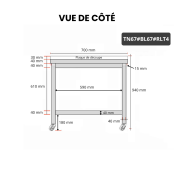 Table de travail en inox 600x700 mm avec plaque de découpe blanche sur roulettes PREMIUM - GOLDINOX