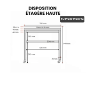 Table de travail en inox 700x700 mm avec plaque de découpe blanche sur roulettes PREMIUM - GOLDINOX