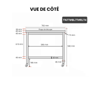 Table de travail en inox 700x700 mm avec plaque de découpe blanche sur roulettes PREMIUM - GOLDINOX