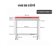 Table de travail en inox 1000x800 mm avec plaque de découpe rouge sur roulettes PREMIUM - GOLDINOX