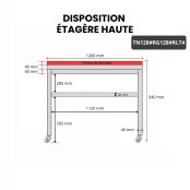 Table de travail en inox 1200x800 mm avec plaque de découpe rouge sur roulettes PREMIUM - GOLDINOX
