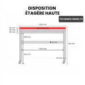 Table de travail en inox 1600x800 mm avec plaque de découpe rouge sur roulettes PREMIUM - GOLDINOX