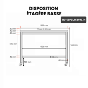 Table de travail en inox 1600x800 mm avec plaque de découpe blanche sur roulettes PREMIUM - GOLDINOX