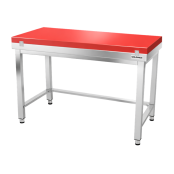 Table de travail en inox 1400x500 mm avec plaque de découpe rouge et renfort PREMIUM - GOLDINOX