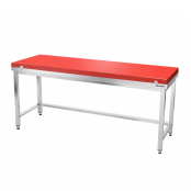 Table de travail en inox 1800x500 mm avec plaque de découpe rouge et renfort PREMIUM - GOLDINOX