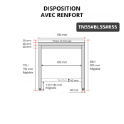 Table de travail en inox 500x500 mm avec plaque de découpe blanche et renfort PREMIUM - GOLDINOX