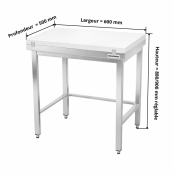 Table de travail en inox 600x500 mm avec plaque de découpe blanche et renfort PREMIUM - GOLDINOX