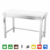 Table de travail en inox 1400x500 mm avec plaque de découpe blanche et renfort PREMIUM - GOLDINOX