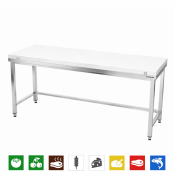 Table de travail en inox 1800x500 mm avec plaque de découpe blanche et renfort PREMIUM - GOLDINOX