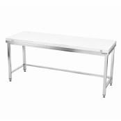 Table de travail en inox 2000x500 mm avec plaque de découpe blanche et renfort PREMIUM - GOLDINOX