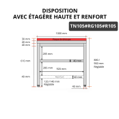 Table de travail en inox 1000x500 mm avec plaque de découpe rouge et renfort PREMIUM - GOLDINOX