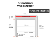 Table de travail en inox 1200x500 mm avec plaque de découpe rouge et renfort PREMIUM - GOLDINOX