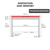 Table de travail en inox 2000x500 mm avec plaque de découpe rouge et renfort PREMIUM - GOLDINOX