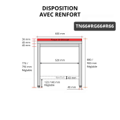 Table de travail en inox 600x600 mm avec plaque de découpe rouge et renfort PREMIUM - GOLDINOX