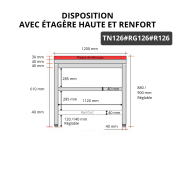 Table de travail en inox 1200x600 mm avec plaque de découpe rouge et renfort PREMIUM - GOLDINOX