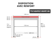 Table de travail en inox 1400x600 mm avec plaque de découpe rouge et renfort PREMIUM - GOLDINOX