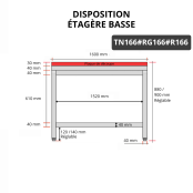 Table de travail en inox 1600x600 mm avec plaque de découpe rouge et renfort PREMIUM - GOLDINOX