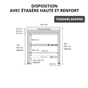 Table de travail en inox 600x600 mm avec plaque de découpe blanche et renfort PREMIUM - GOLDINOX