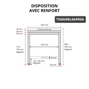Table de travail en inox 600x600 mm avec plaque de découpe blanche et renfort PREMIUM - GOLDINOX