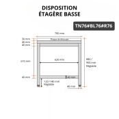 Table de travail en inox 700x600 mm avec plaque de découpe blanche et renfort PREMIUM - GOLDINOX