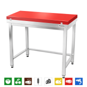 Table de travail en inox 1000x700 mm avec plaque de découpe rouge et renfort PREMIUM - GOLDINOX