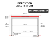 Table de travail en inox 1800x700 mm avec plaque de découpe rouge et renfort PREMIUM - GOLDINOX