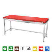 Table de travail en inox 2000x700 mm avec plaque de découpe rouge et renfort PREMIUM - GOLDINOX